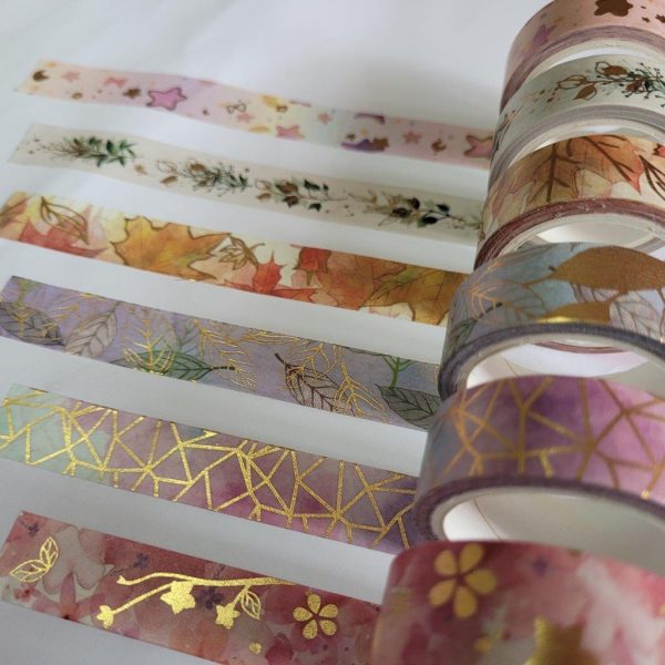 Washi Tape Leafy Gold set of 6 rolls